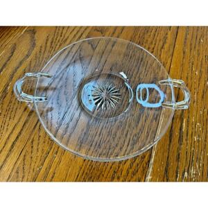 Heisey Etched Glass Two-Handle Snack/Hors D'oeuvre Dish Vintage